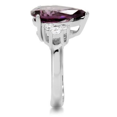 Women's Jewelry - Rings TK167 - High polished (no plating) Stainless Steel Ring with Synthetic Synthetic Glass in Amethyst