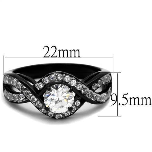 Women's Jewelry - Rings TK2282 - Two-Tone IP Black (Ion Plating) Stainless Steel Ring with AAA Grade CZ in Clear