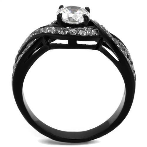 Women's Jewelry - Rings TK2282 - Two-Tone IP Black (Ion Plating) Stainless Steel Ring with AAA Grade CZ in Clear