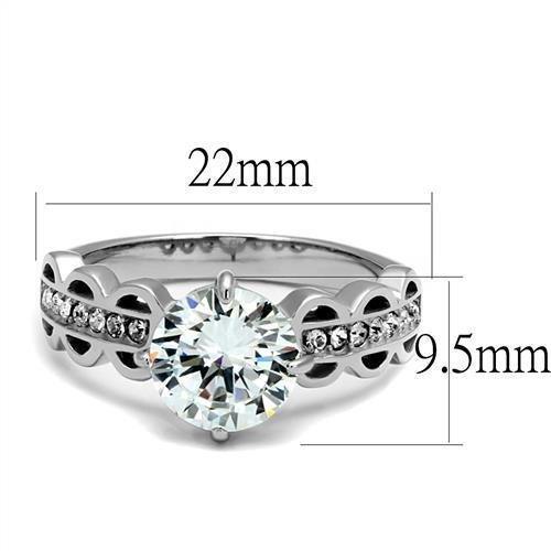 Women's Jewelry - Rings TK2658 - High polished (no plating) Stainless Steel Ring with AAA Grade CZ in Clear