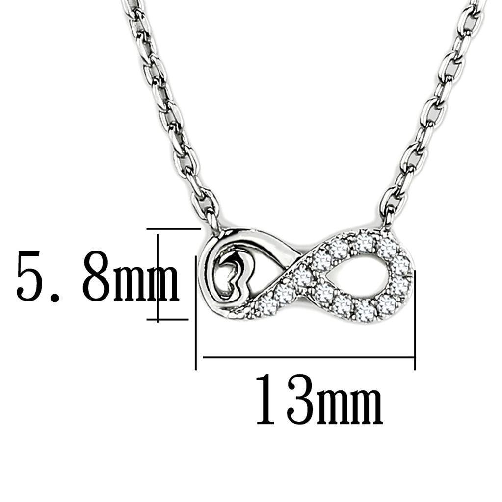 Women's Jewelry - Necklaces TK2885 - High polished (no plating) Stainless Steel Necklace with AAA Grade CZ in Clear