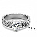 Women's stainless steel cz ring with heart-shaped center stone, elegant design
