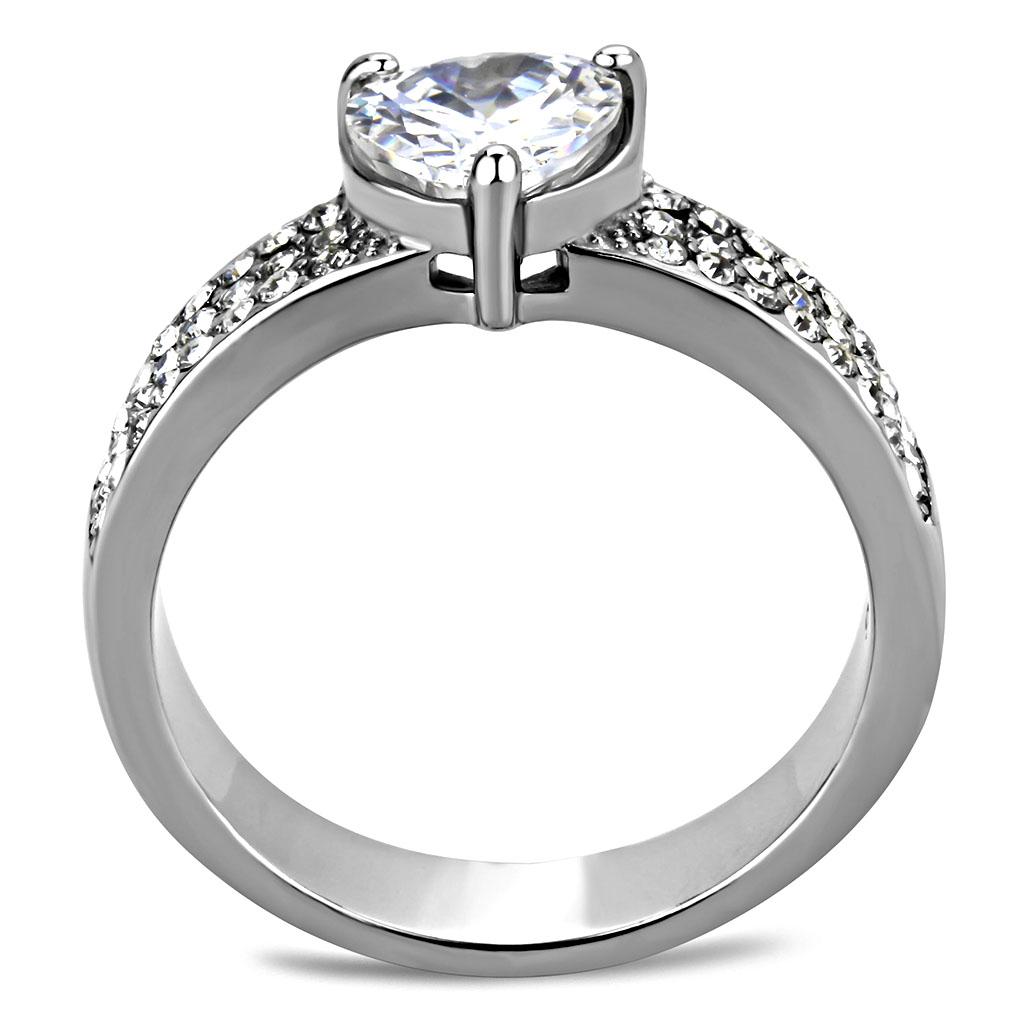 Women's stainless steel cz ring, elegant design for daily wear