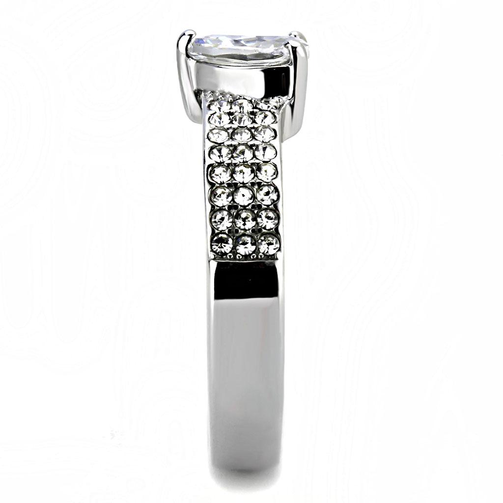 Women's stainless steel cz ring with sparkling stone accents