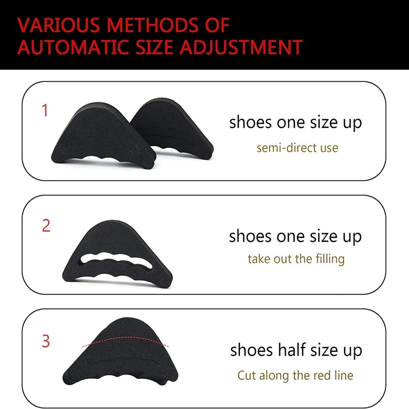 Toe plug soft half insoles for size adjustment in shoes