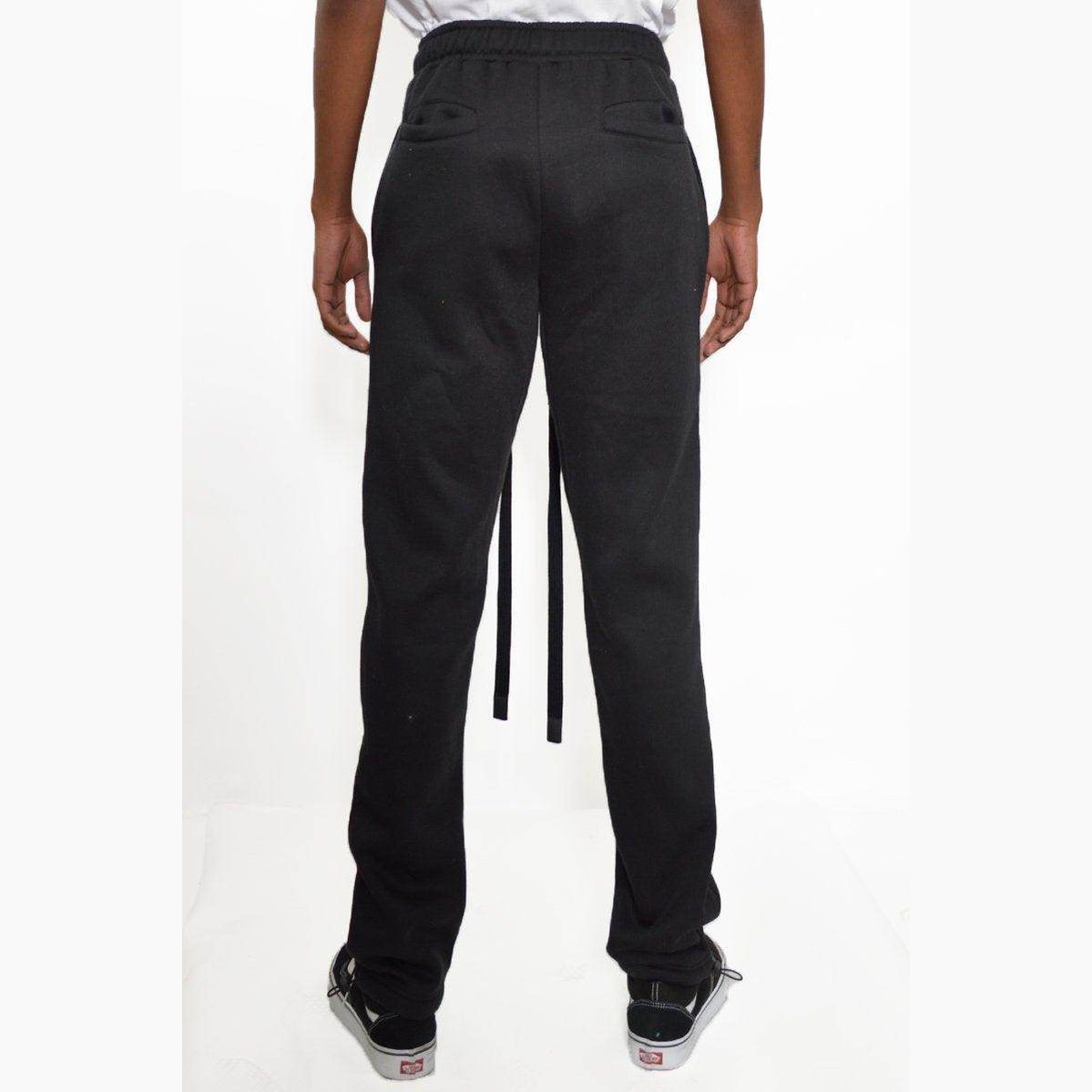Men's black toggle sweats for men with a comfortable elastic waistband and stylish back pockets