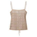 Women's beige top cami with studded design for stylish outings