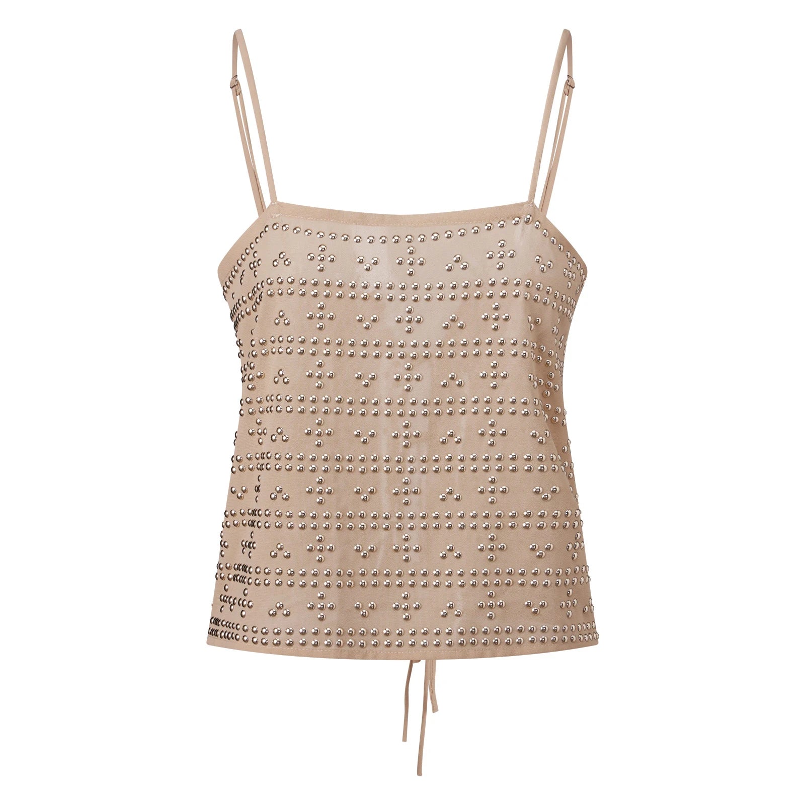 Women's beige top cami with studded design for stylish outings
