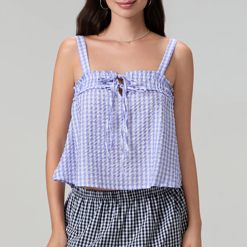 Women's purple checkered top cami for casual summer outings