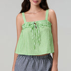 Women's green gingham top cami, perfect for casual summer outings