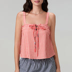 Women's pink striped top cami, lightweight cotton for summer outings