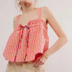 Women's pink checkered top cami for summer outings