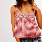 Women's red gingham top cami for summer outings