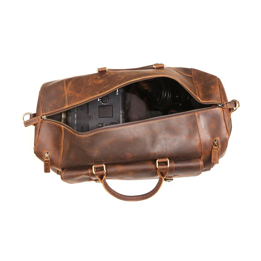 Luggage & Bags - Duffel Top Genuine Leather Travel Bag Mens Luggage Duffel Bag