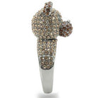 Women's top grade crystal bear ring with sparkling stones and sleek silver band for elegant style