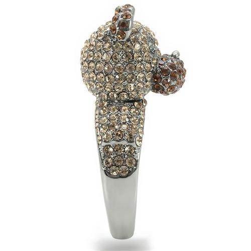 Women's top grade crystal bear ring with sparkling stones and sleek silver band for elegant style