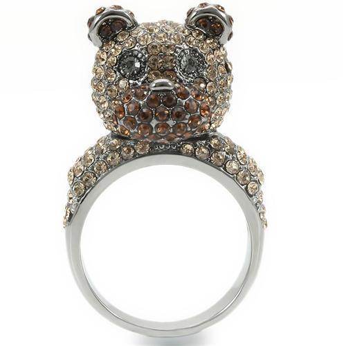 Top grade crystal bear ring featuring sparkling crystals in a playful bear design, perfect for unique jewelry lovers