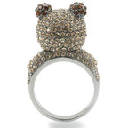 Top grade crystal bear ring featuring a sparkling bear design with shimmering crystals