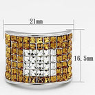 Stylish top grade crystal cocktail ring with shimmering yellow and clear crystals for elegant occasions