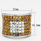 Stylish top grade crystal cocktail ring with shimmering yellow and clear crystals for elegant occasions