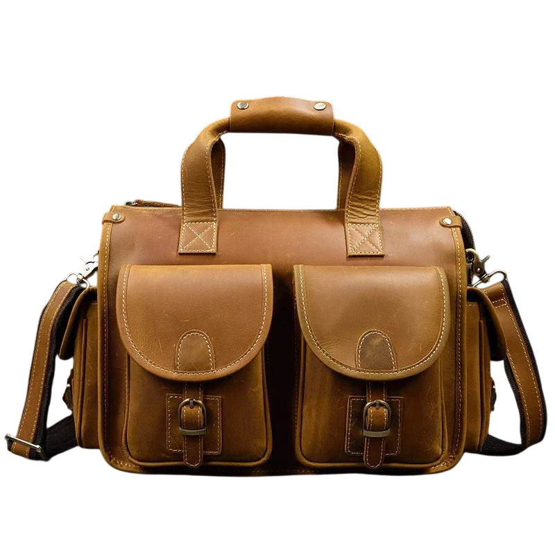 Top Grade Men’s Leather Briefcase with Shoulder Strap