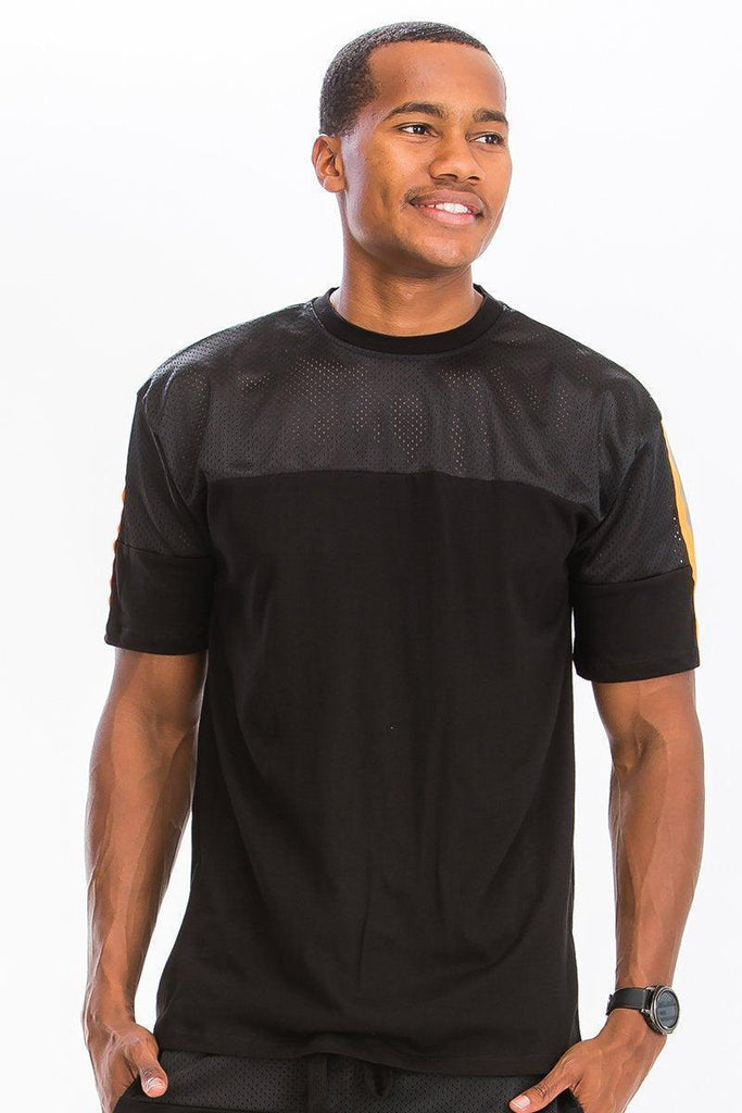Men's Shirts - Tee's Top Mesh Black Reflective Shirt Single Stripe