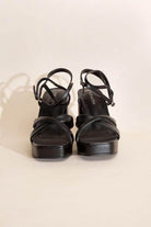 Stylish Top Guy Footwear cross ankle strap heels in black for elegant occasions