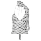 Women's polka dot top tank tops, lightweight fabric for summer outings