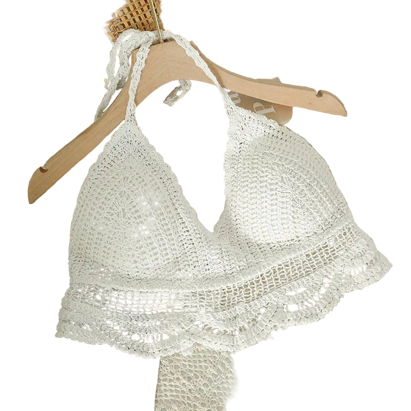 Women's white crochet tank top for beach vacations