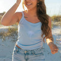 Light blue top tank top for women, perfect for beach outings