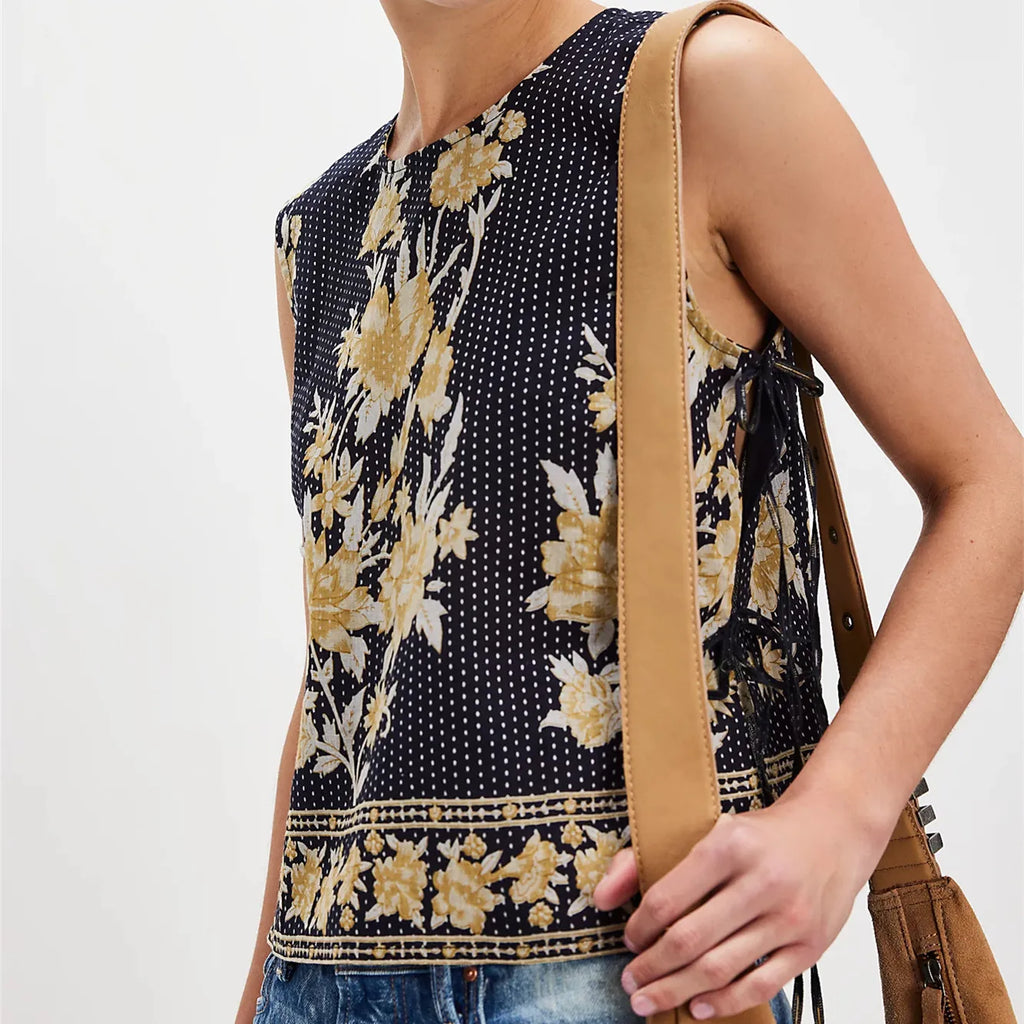 Women's floral print top tank tops, breathable fabric for summer wear