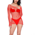 Red mesh top with long sleeves for stylish beachwear