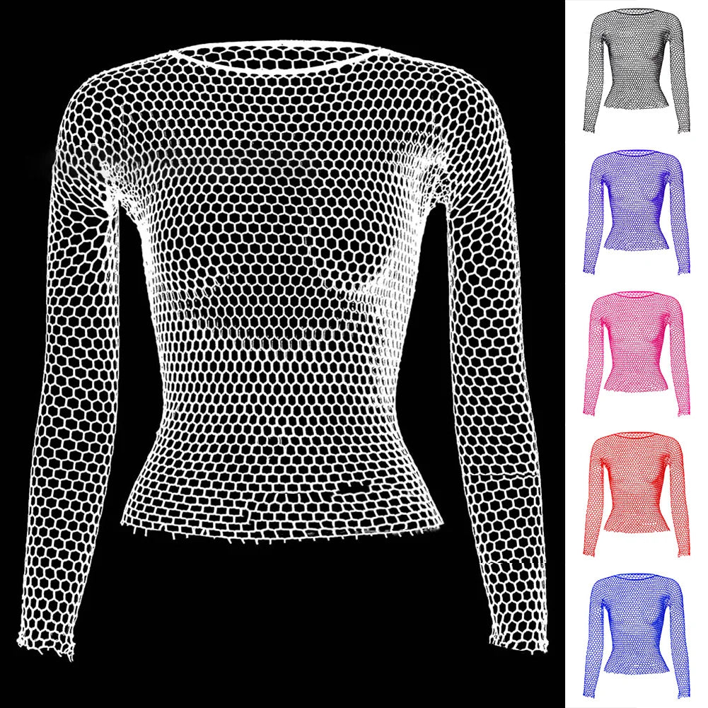 White long sleeve top with mesh for stylish summer outings