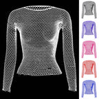 White long sleeve top with mesh for stylish summer outings