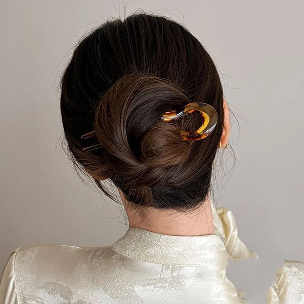 Tortoiseshell hair fork for women, stylish hair accessory for elegant updos