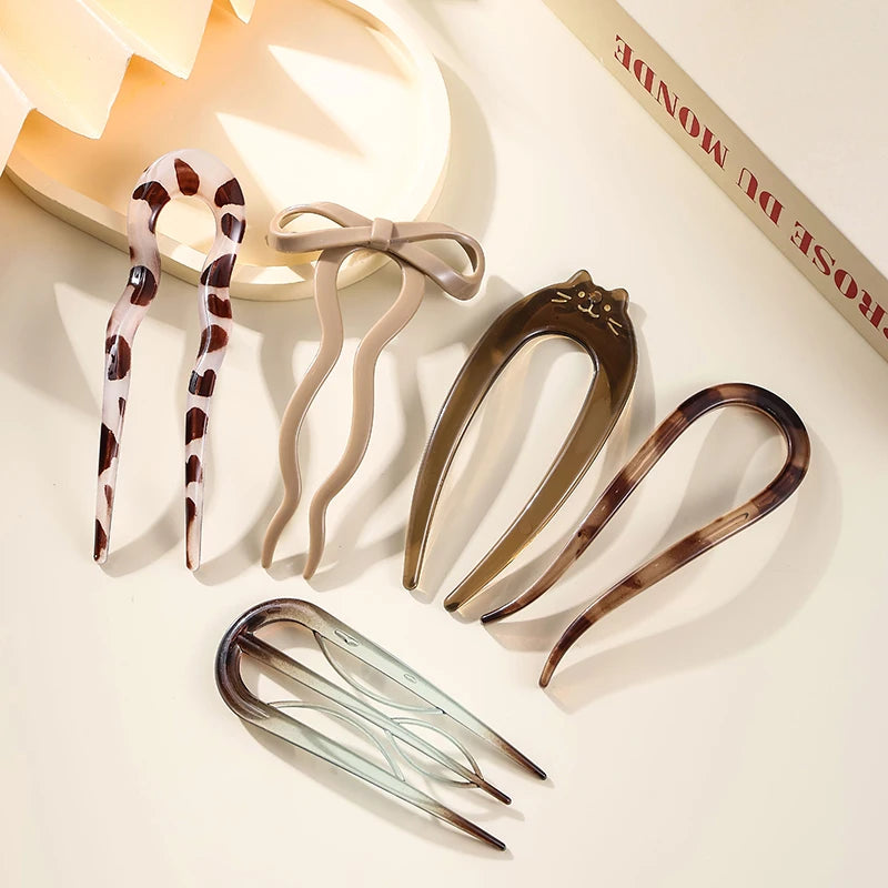 Tortoiseshell hair fork for women, perfect for elegant hairstyles