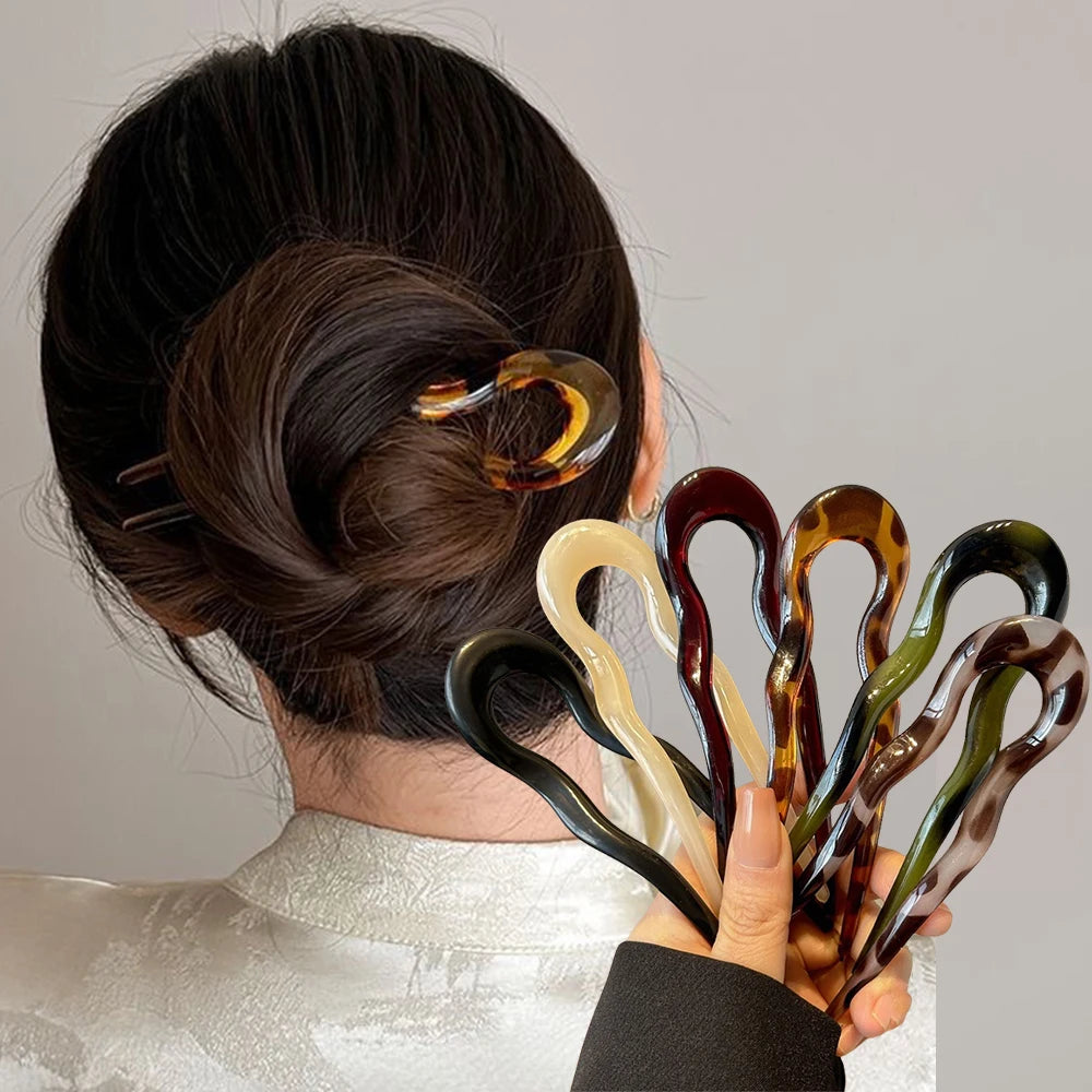 Tortoiseshell hair fork for women, stylish accessory for elegant updos