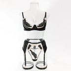 Black lace sexy-lingerie set with alluring design for intimate wear