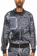 Men's black and gray patterned track jacket, ideal for casual wear