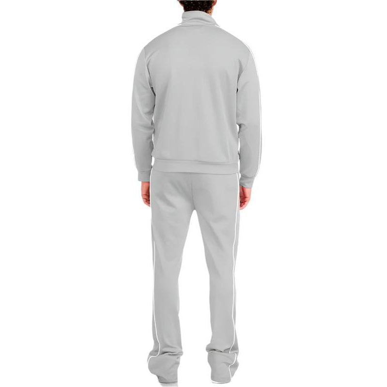 Men's gray 2PC track set, comfortable fabric for workouts