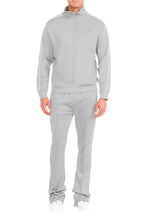 Men's gray 2PC track set, soft fabric for workouts