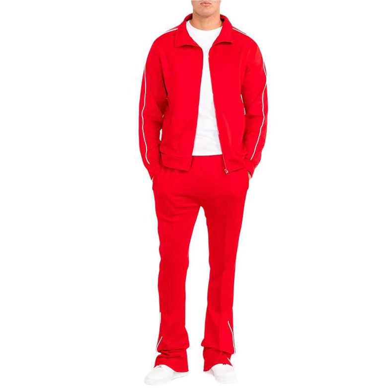 Men's red WEIV 2PC track set with zip-up jacket and track pants
