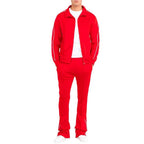 Men's red WEIV 2PC track set with zip-up jacket and track pants