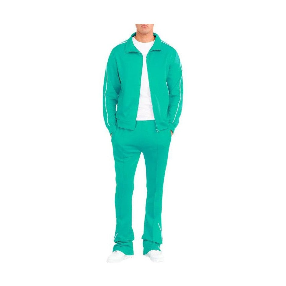 Men's green 2PC track set with stylish track pants for casual wear