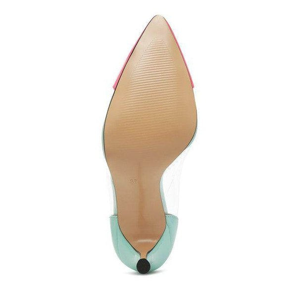 Rag Company Women's Transparent High Heels with Colorful Accents and Pointed Toe Design