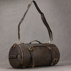 Brown leather travel backpacking backpack for outdoor adventures