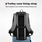 Gray travel backpacking backpack with trolley case fixing strap for convenience