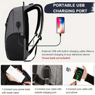 Gray travel backpacking backpack with external USB charging port