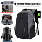 Gray travel backpacking backpack with USB charging port for convenience