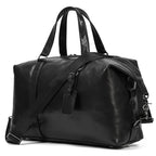Black leather travel bag for weekend getaways and short trips